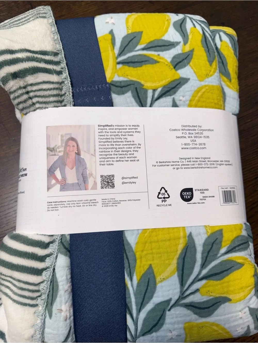 Berkshire Home Artist Collection Cotton Gauze Throw | Lemon Print | NWT